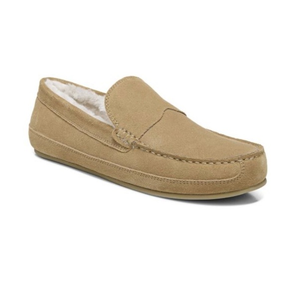 Vince Gibson Suede Lamb Shearling Moccasins Slippers Men’s Size 10 Camel Tan main image 4